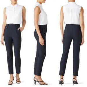 Tibi Anson Navy Blue Stretch Tailored Ankle Slit Dress Pants - 22628